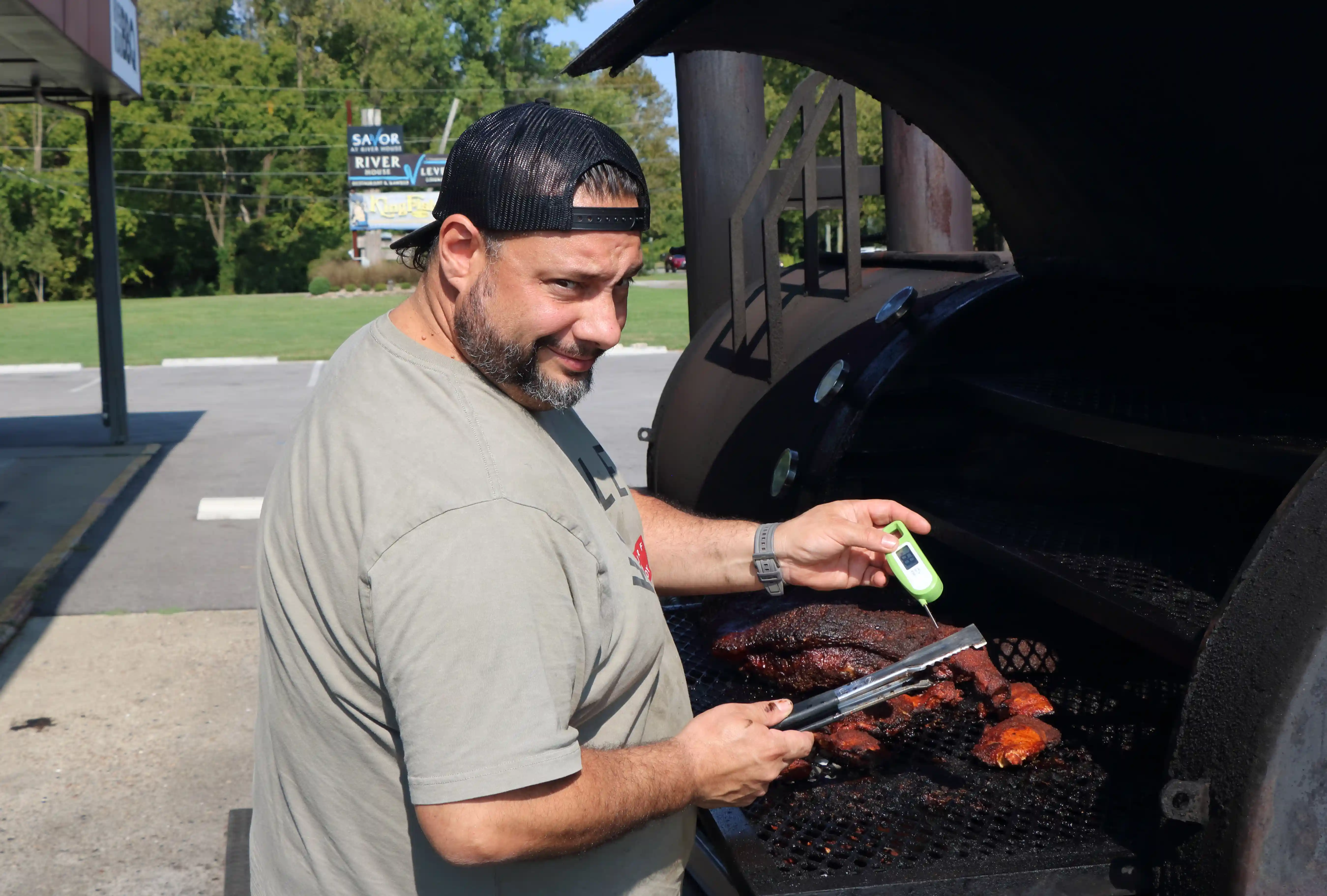 chris at the smoker